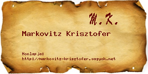 Markovitz Krisztofer névjegykártya